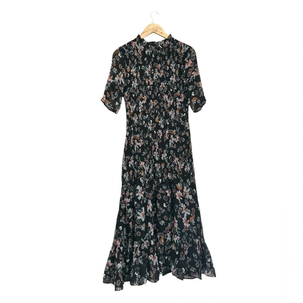 Veronica Beard Gabi Floral Smocked Dress Black Size 2 (XS) - Picture 2 of 13